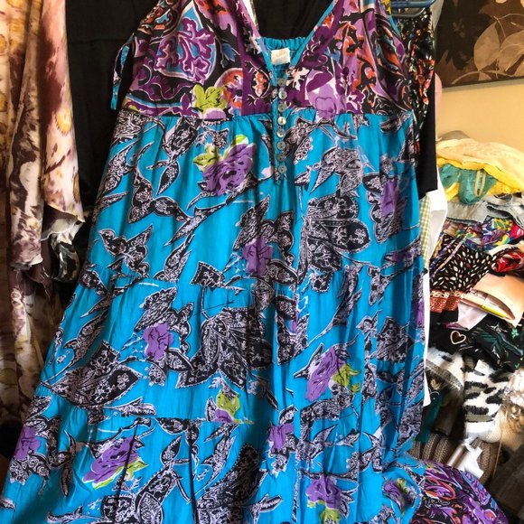 Suzy Shier Large Blue/Purple Floral Maxidress - Picture 1 of 3